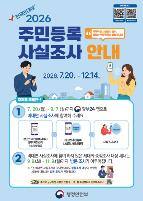 '정부24'로 3분이면 끝…주민등록 사실조사, 올해도 비대면 먼저 시작