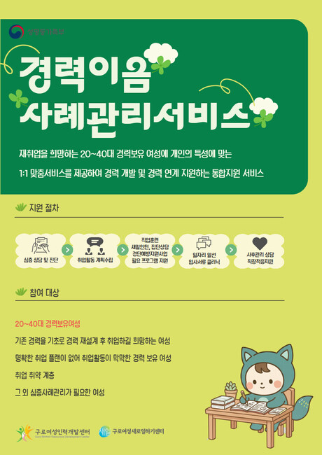 구로여성인력개발센터, 재취업 희망 경력보유 여성 위해 ‘경력이음 사례관리서비스’ 운영